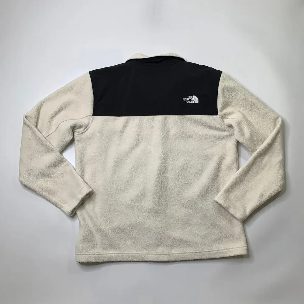 The North Face Jacket Mens M Medium Ivory Black Denali Fleece Zip Up Colorblock
